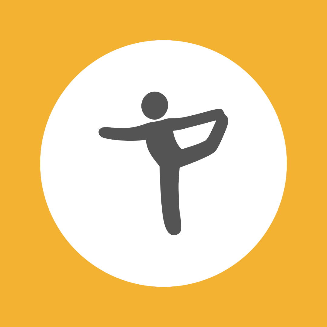 A button with a grey icon of a person balancing on one leg.
